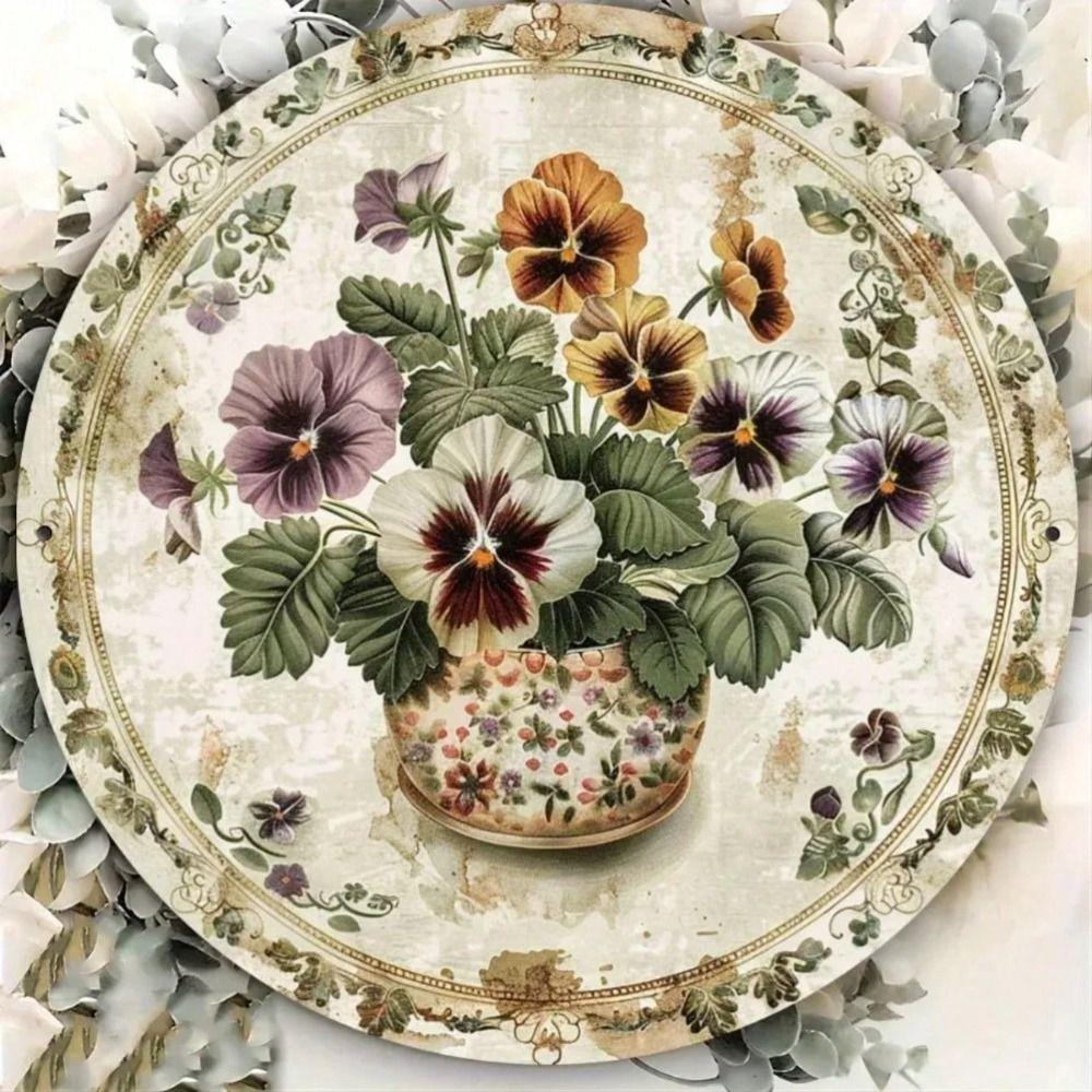 

Tin Painting Metal Wall Art Decor 20x20cm Handmade Vintage Home Ornament