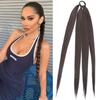 Long Yaki Braids Ponytail Extensions Synthetic Hairpiece Boxing Braids Black Wrap Around Chignon Tail with Rubber Band