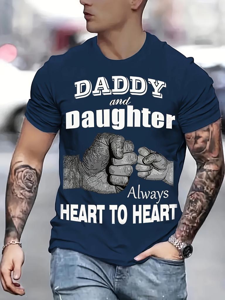 Men's T-shirt ''DADDY '' Letter Graphic Tee Print Short Sleeve Comfy T-shirts Father's Day Gif Oversized Men Clothing Top Summer