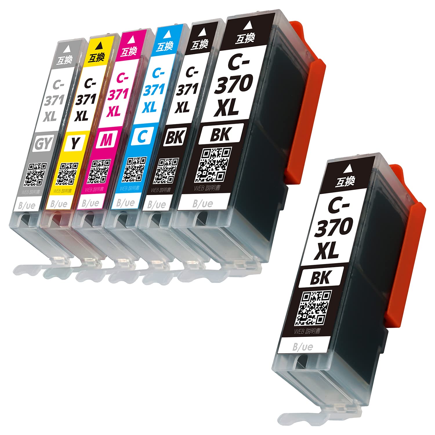 

Colors 1 Black of 7 Compatible Canon 370 Ink Cartridges with New IC Chip for Latest Models BCI-371XL+370XL/6MP [6 + (Total High-Yield)] B/ue 371XL,