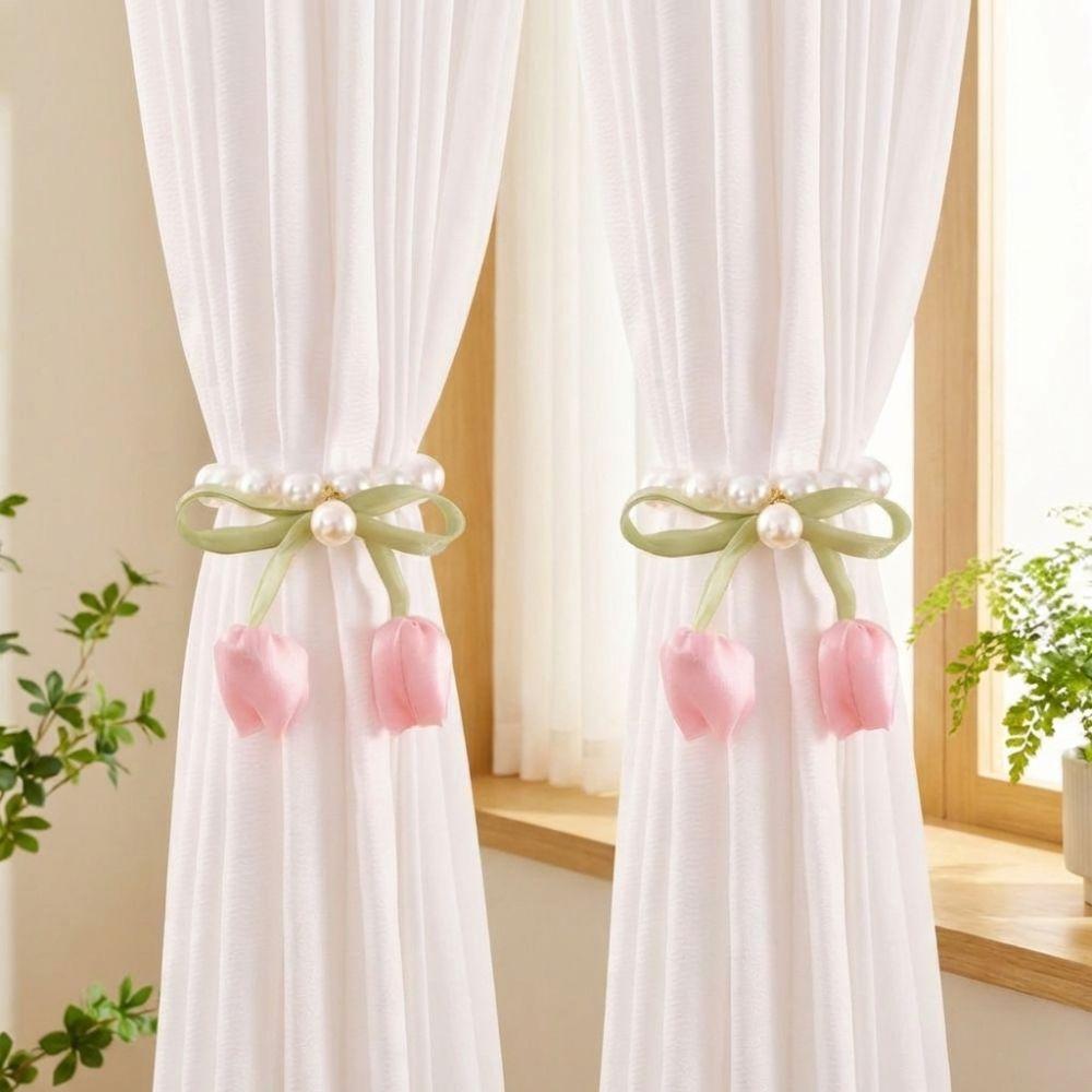 Exquisite Flower Pearl Curtain Buckle Adjustable Tulip Curtain Straps Curtain Binding  Dining Room