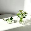 Miniature Glass Flower Figurine Small Hand Blown Faux Crystal Flower Bouquet in Vase