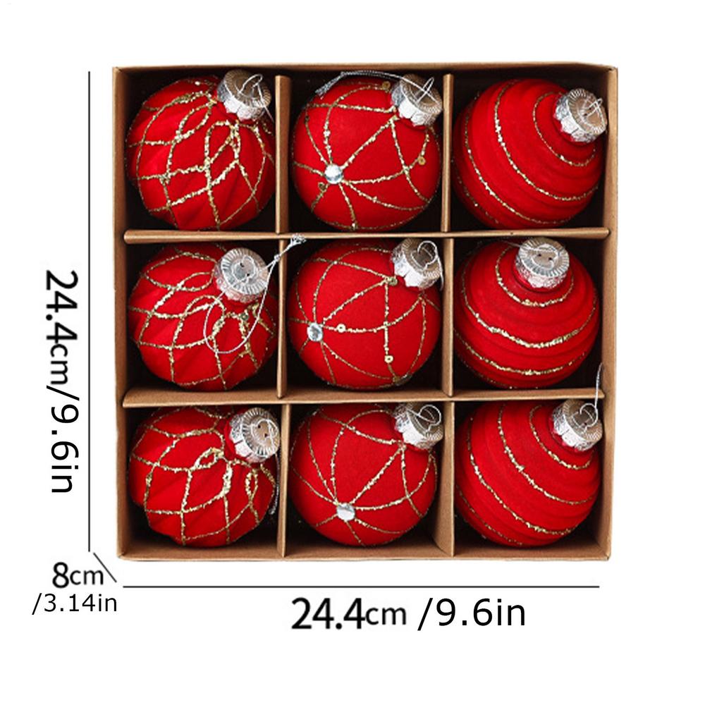 

Christmas Balls 9-Piece Velvet Elegant Christmas Decor Flocking Balls Set Holiday Decor For Tree Wreath Garland Mantel Door 8cm красный