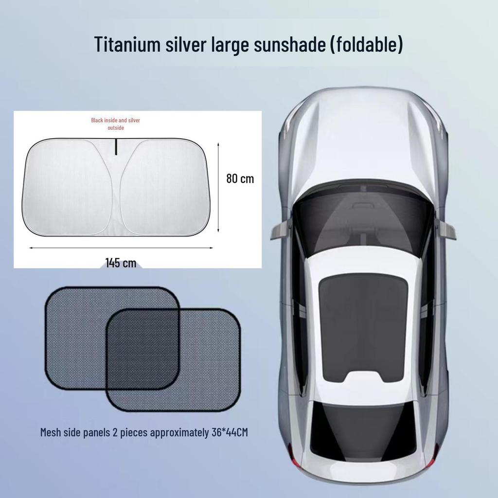 Thickened Titanium Silver Front Windshield Sunshade for Heat and UV Protection