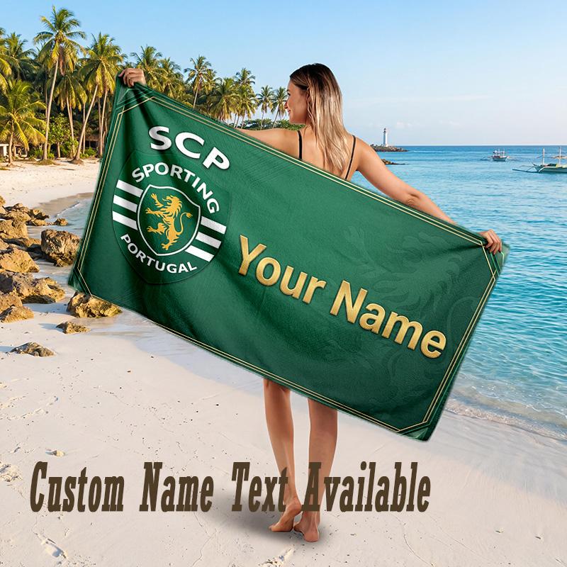 Sporting CP Design Beach Towel Custom Text Large Towel for Beach Vacation