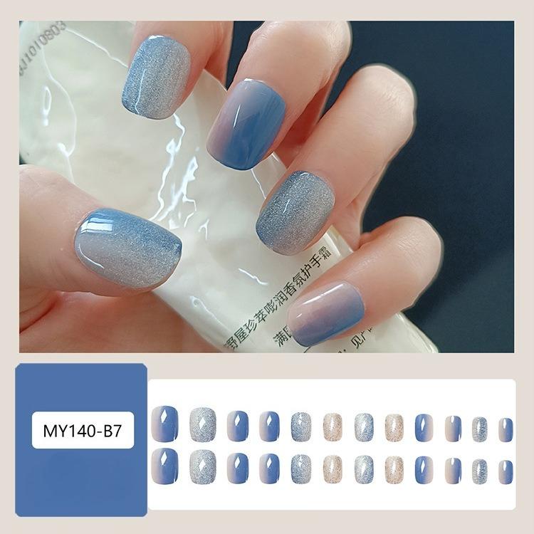 Glänzende Aufdrücknägel Kurz-T Falsche Nägel mit Glitzerakzenten, Einfach anzubringende Falschnägel für den täglichen Gebrauch & besondere Anlässe, Nagelzubehör