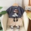 2025 Boys' Cartoon Short-Sleeve Street Style Two-Piece Summer Set