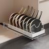 Lid Holder Cookware Storage Rack Space Saving Pull Out Organizer Premium Kitchen Pan Rack  Sink