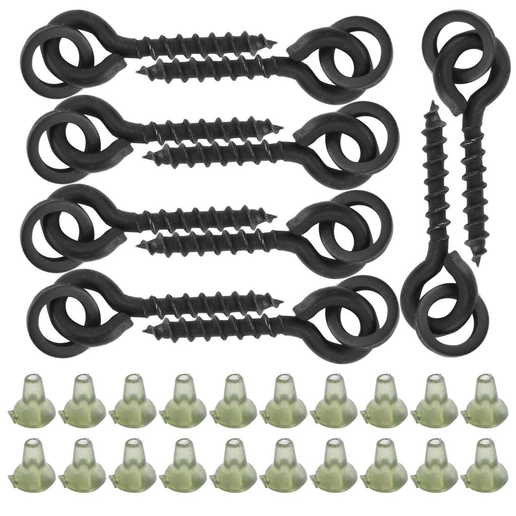 10Pcs Bait Screws with 20pcs Oval Rings Carp Rig Ring Stops Carp Fishing Tackle Hook ScrewGreen