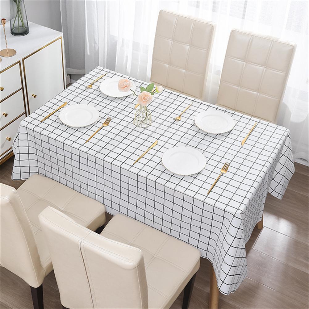 Checkered Tablecloth No Wash Waterproof Oil Dust Prevention Table Dining Cloth Checkered Coffee Mat Table Y9H7