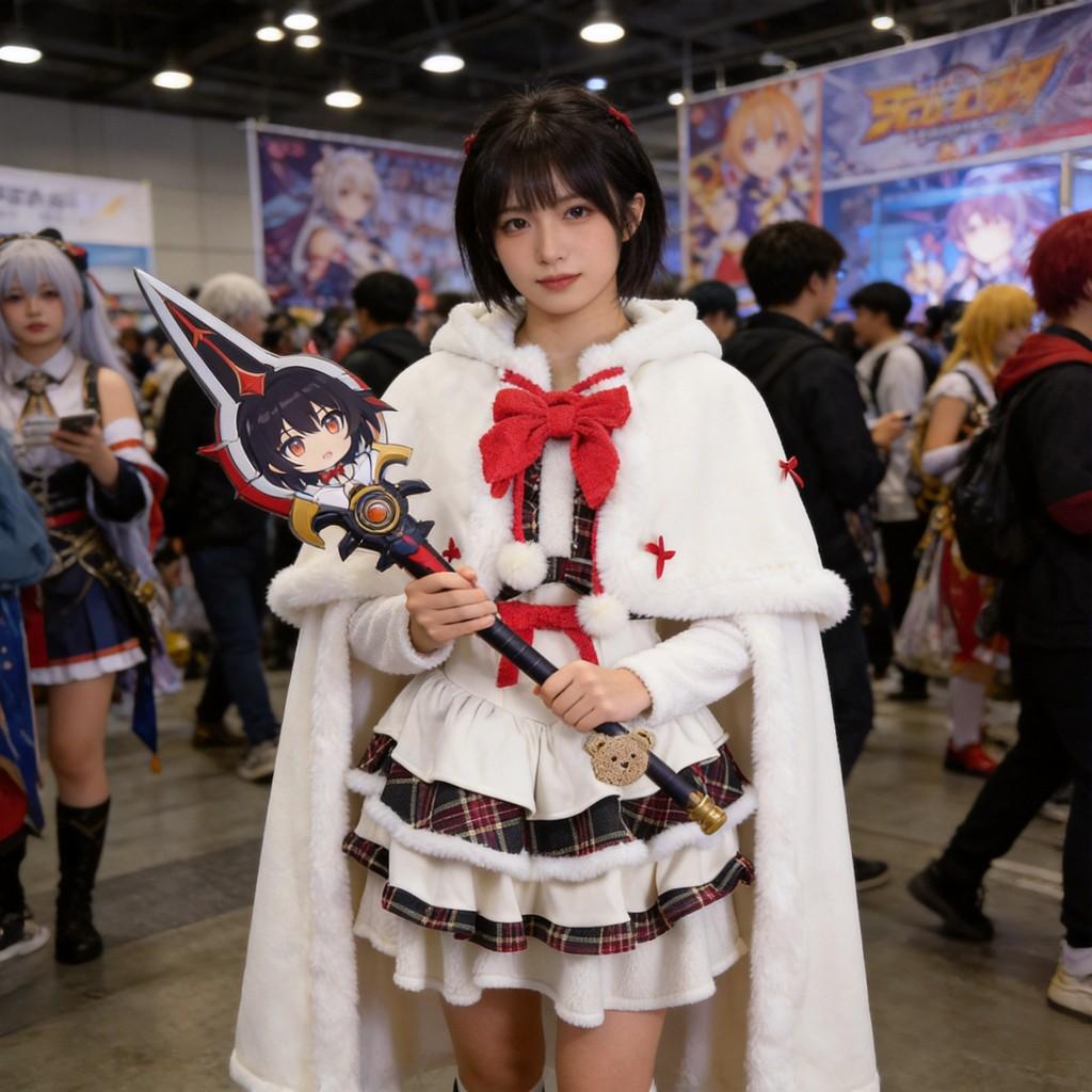 Christmas Theme White Plush Cape For Cosplay And Lolita Style In Multiple Sizes