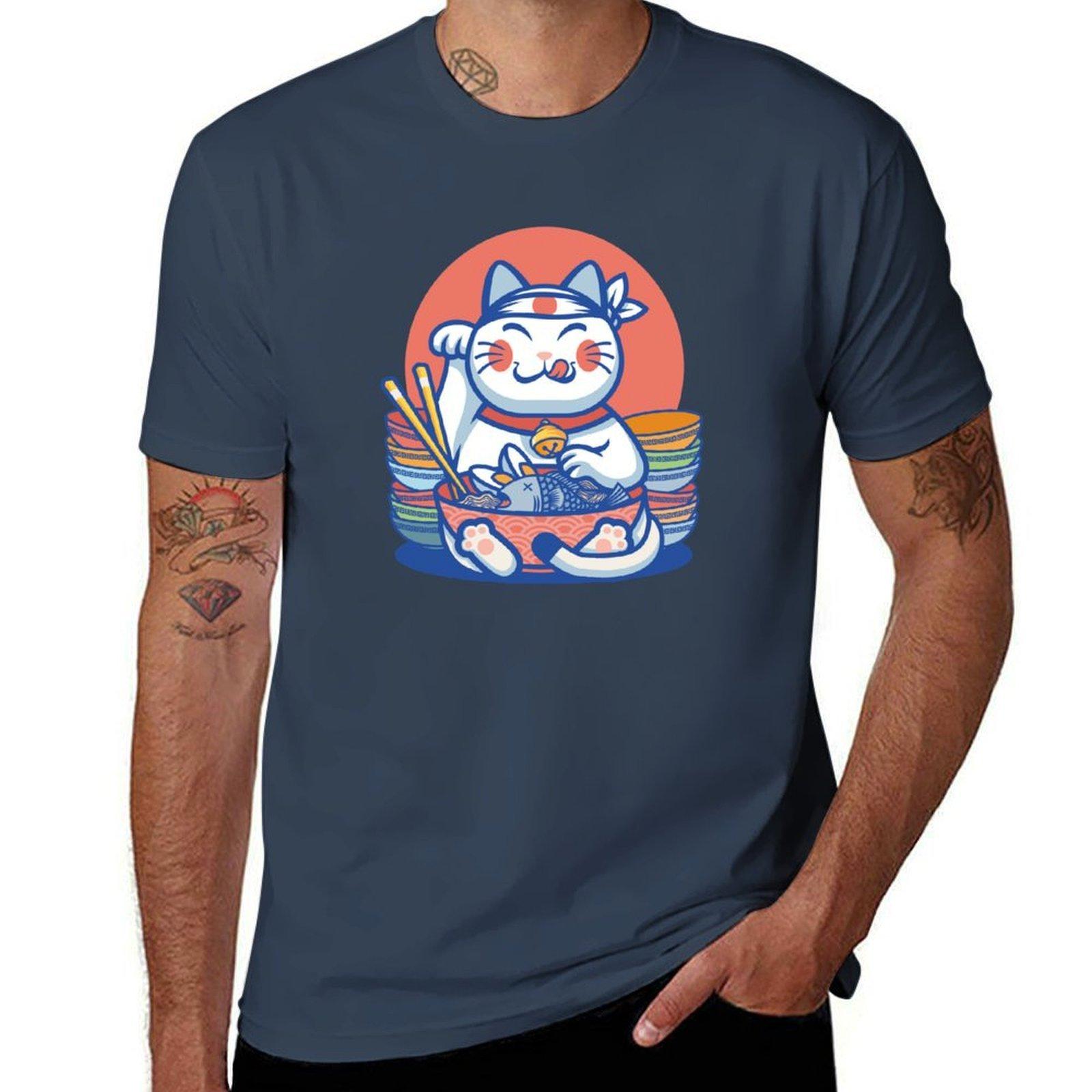 Good luck raUnisex cat Unisexeki neko TShirt Athletic Fit Sports Short Sleeve Top S