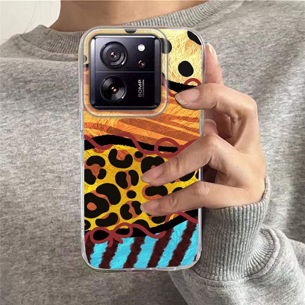 Pink Leopard Print Vortex Pattern Phone Case for Xiaomi 13T 14T 11 Lite Poco X5 M6 Pro X6 X3 Pro NFC C65 C61 M5S Shell TPU Cover