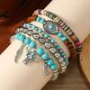 5PCS Boho Beaded Turquoise Bracelet Colorful Western Cowgirl Summer Beach Jewelry