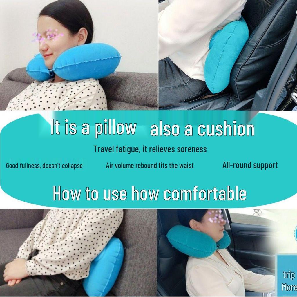 Portable U-shaped Neck Support Pillow - Foldable, Inflatable for Travel and Office Naps