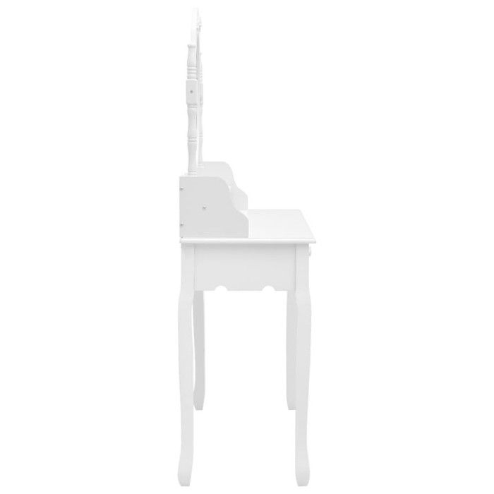 VidaXL Vanity Table Set with Stool White 75x69x140cm Paulownia