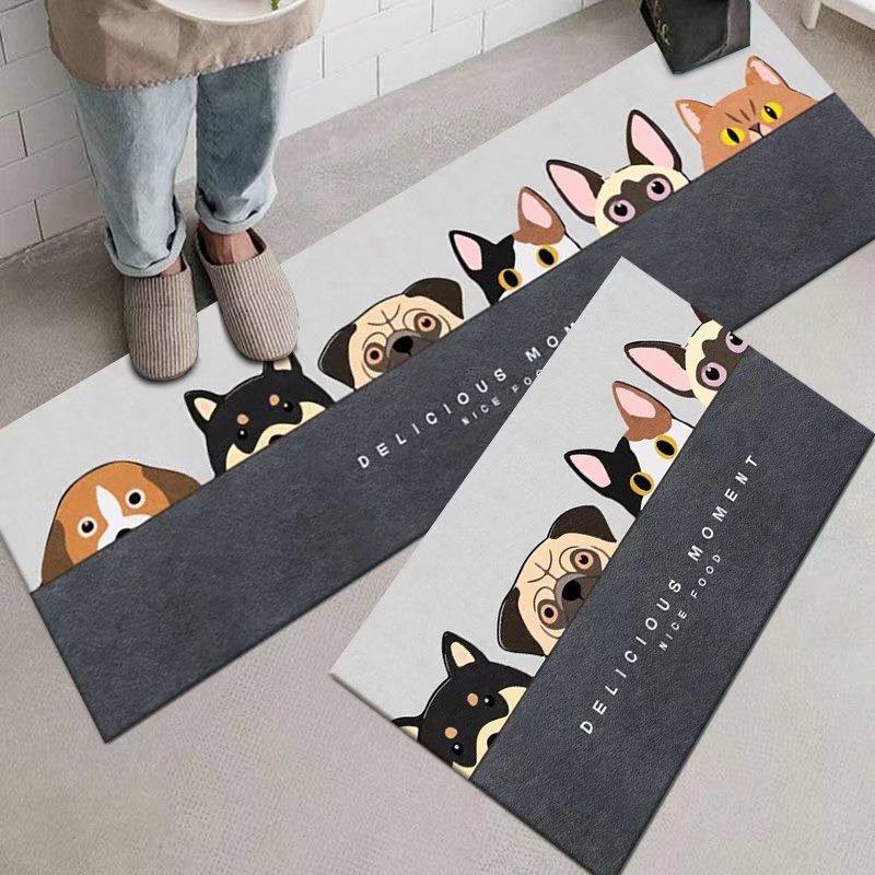 Cute Animal Kitchen Floor Mat - Absorbent & Anti-Slip Long Carpet for Home Entrance