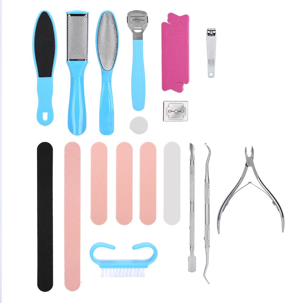 

Professional Pedicure Tools Kit Foot Rasp File Dead Skin Pusher Nail Clipper Set Blue