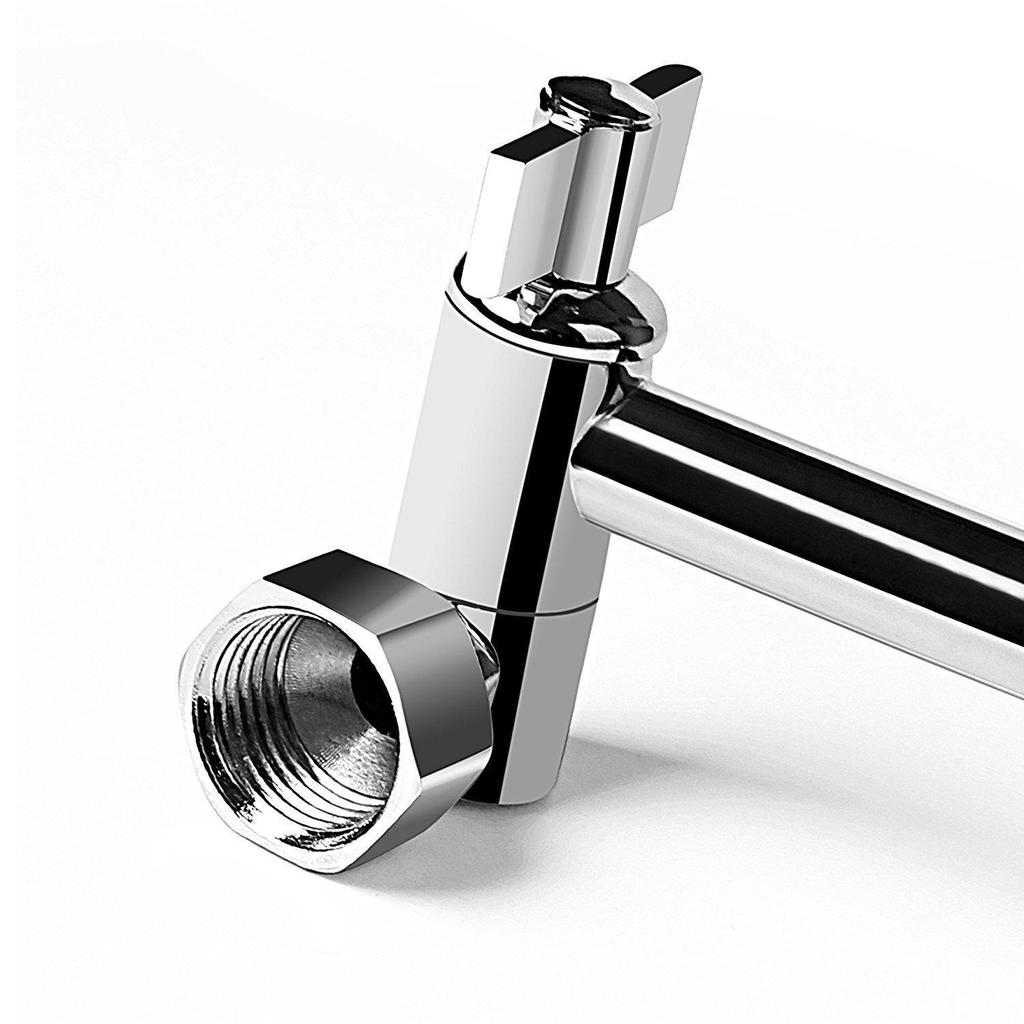 Adjustable Bathroom Shower Extension Rod with Top Spray Connection and Teeth Bracket.
