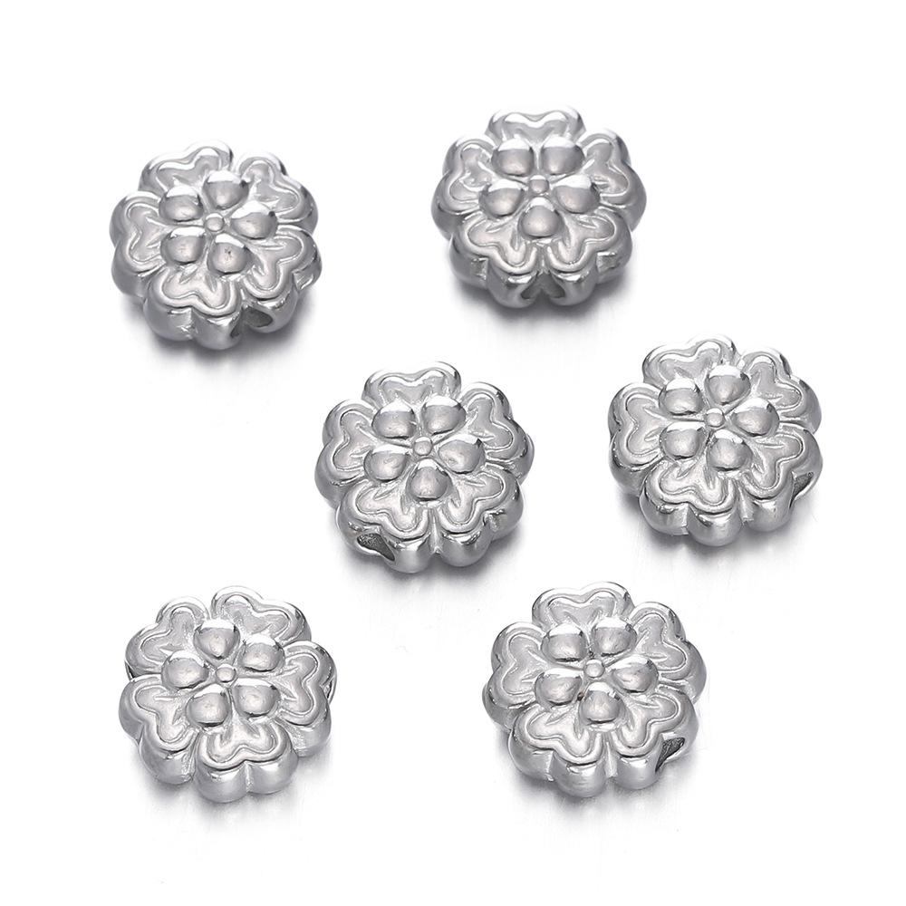 Stainless Steel Flower Beads, Perforated Six-valve Flower Septum Beads DIY Jewelry Accessories