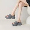 Krazing Pot Polyurethaan Mules Lente Zomer Maat 43 Maat 42 Prints Dames Platform Dames Ronde Neus Instappers Waterdichte Sandalen