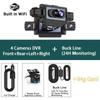 4-Channel 360° Dash Cam for Cars – WiFi APP, 1080P, 4 Camera Lenses, Rear View, Video DVR