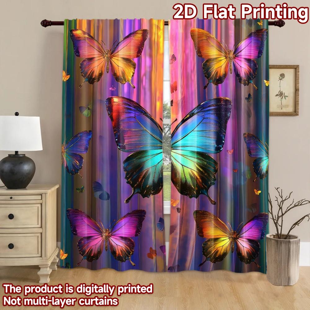 2D Flat Photography Backdrop Photography Banner Colorful Butterflies Fantasy 100% Polyester Birthday Party Use for Holiday