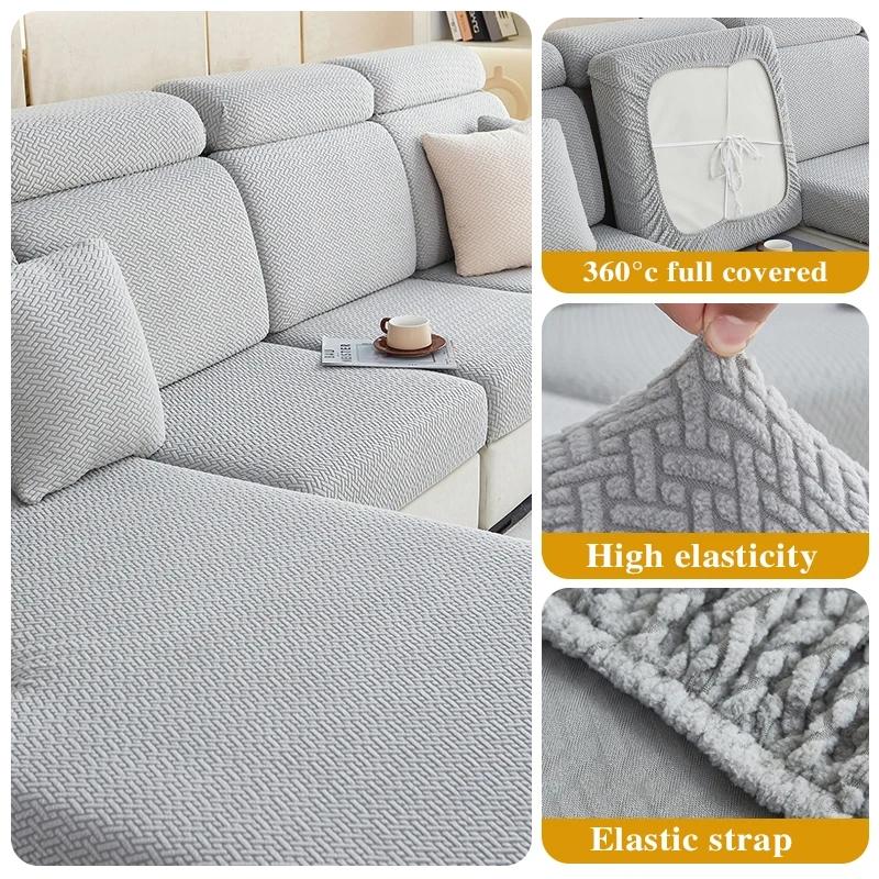 Jacquard Sofa Sitzkissenbezug Stretch Sofabezüge für Wohnzimmer Anti-Katzenkratzer Passend für Stuhl L-Form Ecksofa