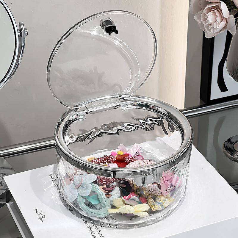 Hair Accessories Organizer Clear Hair Tie Organizer with Lid Desktop Storage Box Multifunctional for Laundry Pods Cotton Swab