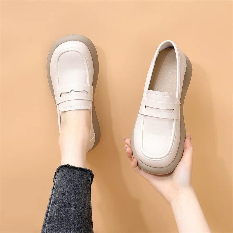 Soft-soled one-pedal shoes, shallow-mouth comfortable single shoes, spring and summer versatile commuting small leather shoes
