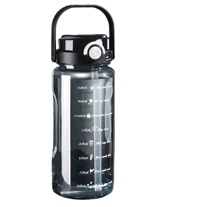 Water bottle large capacity plastic cup with straw double drinking cup summer portable fitness sports water cup plastic cup