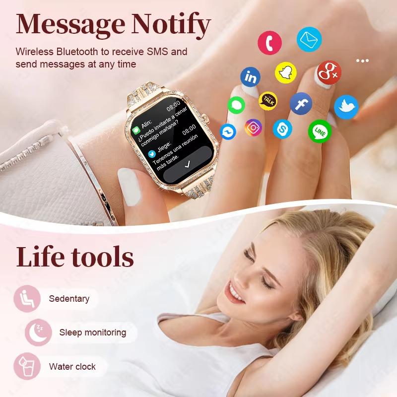 2025 New Smart Watch Women 1.75" HD Display Heart Rate Monitor IP68 Waterproof Sports Fitness BT Call Smartwatch For Lady Gift