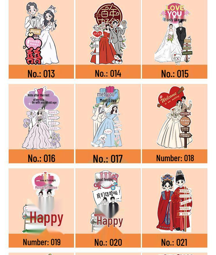 Hand-Painted Wedding & Engagement Cartoon Figure Welcome Standee