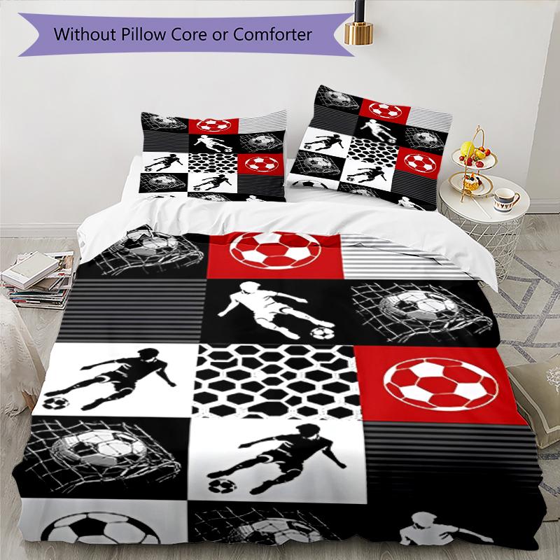 3pcs Soccer Bedding Set Duvet Cover Closure Includes 1 Duvet Cover & 2 Pillowcases, Soft and Comfortable for All Seasons.