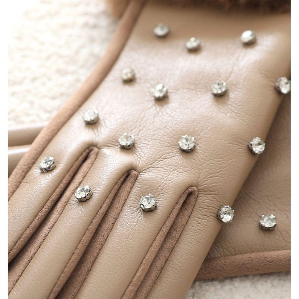 Plush Lined PU Leather Gloves Touchscreen Warm Gloves Fashion Winter Thermal Gloves for Women