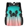 Palm Trees 3 Pattern Design Bag Student's Backpack Palm Tree California Vintage Retro Texture Sundown Sunset Us Beach Nature