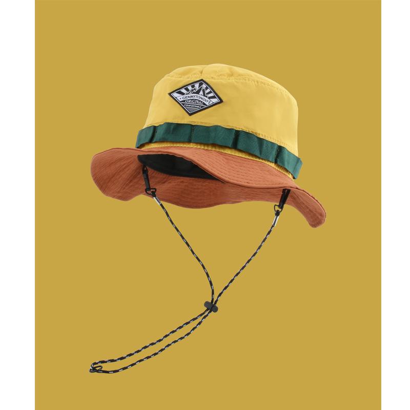 Women's Japanese Style Quick-Dry Color Block Bucket Hat - Sun Protection for Outdoor and Vacation