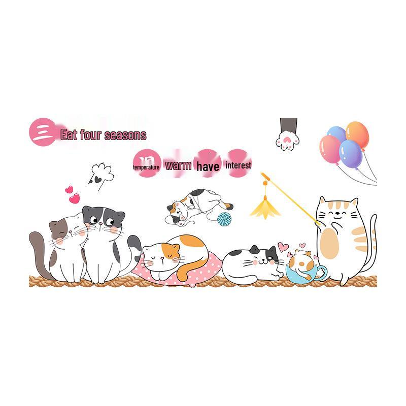 Süßer Katzen Statisch Haftender Glasaufkleber - Ohne Kleber, Ganzes Blatt für Schiebetüren & Fenster