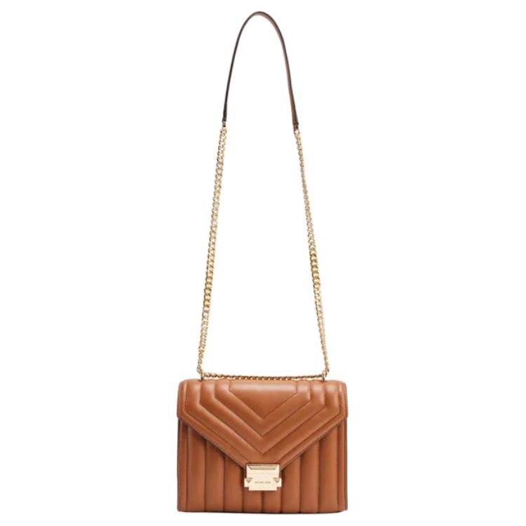 

Michael Kors MK Whitney Adjustable Chain Strap Buckle Closure PU Crossbody Shoulder Bag Medium Women Bags Brown 35R4GWHL6U-LUGGAGE Basic Set (Bag+Dust Bag)