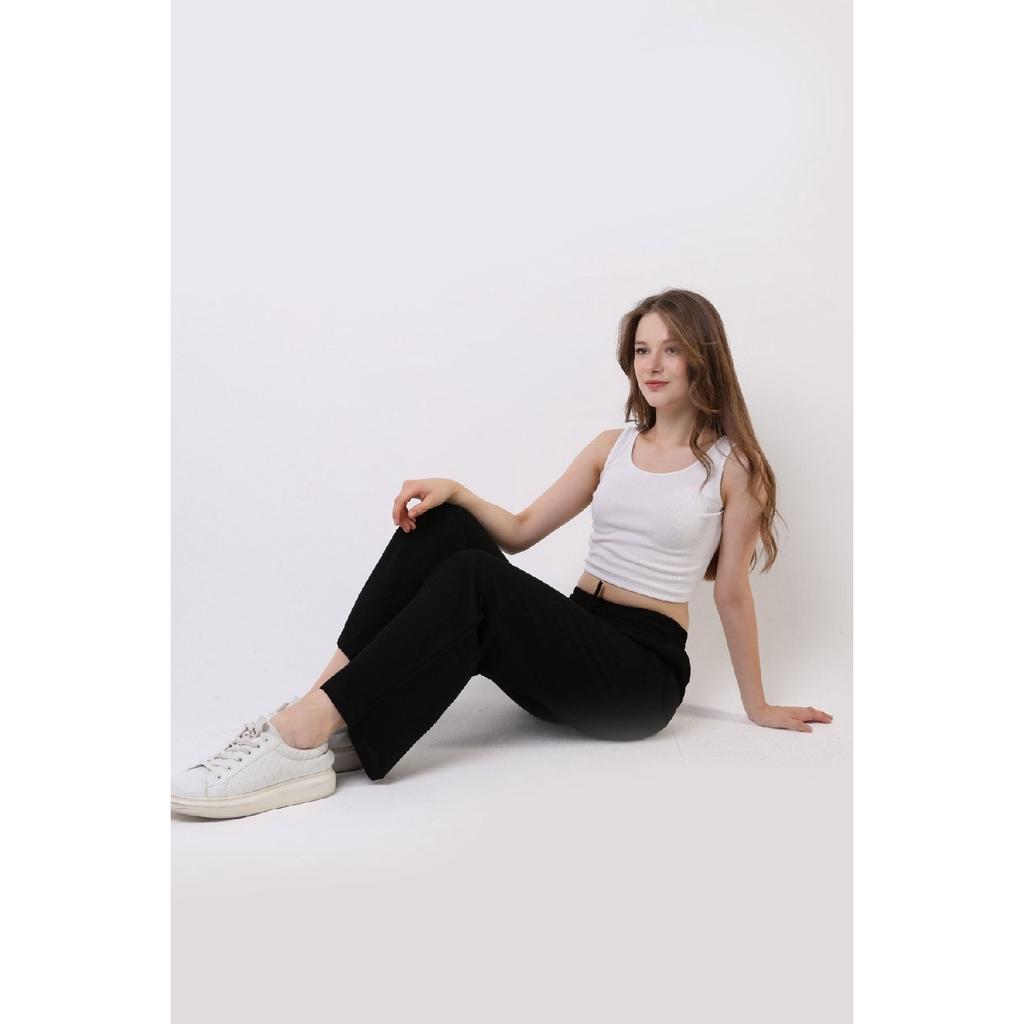 Beige Leinenmischung Locker geschnittene Hose