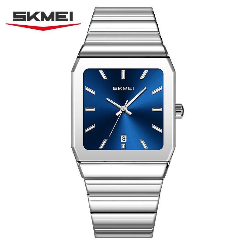 Mens Minimalist Square Analog Watch Luminous Date Waterproof Steel Strap Casual Business Quartz Wristwatch