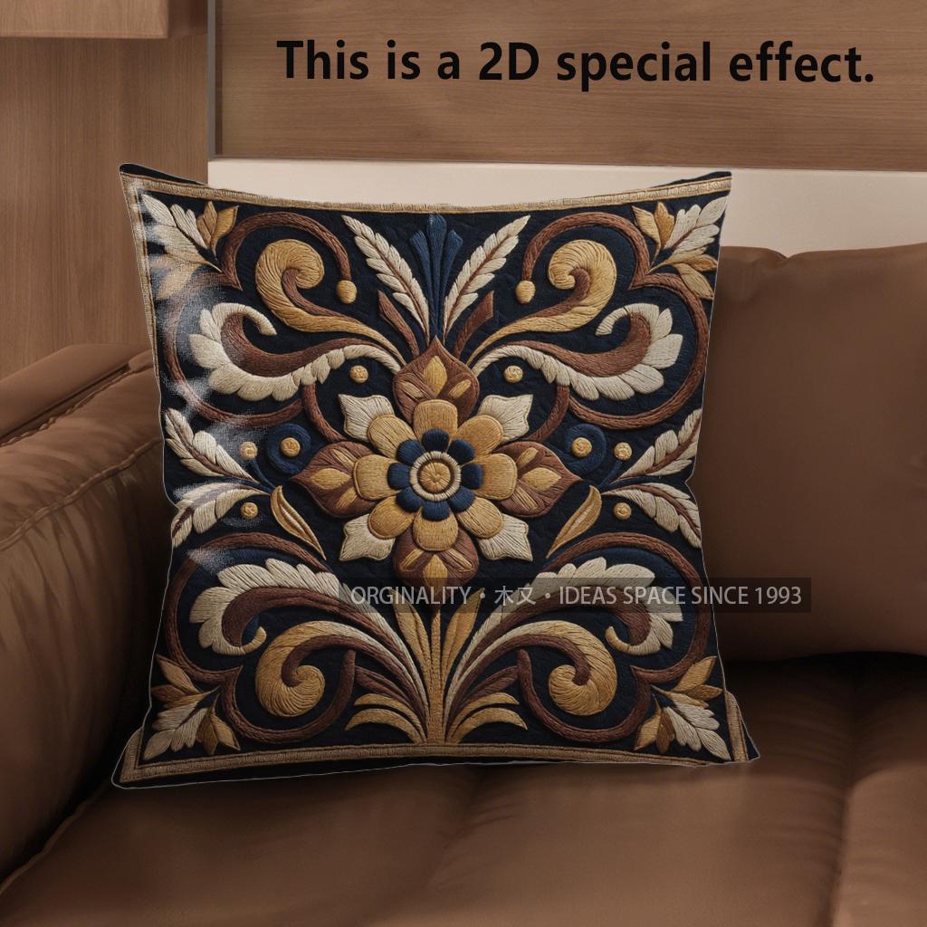 

2D Colorful Floral Embroidered Pillow Covers For Home Pattern Cushion Cover Suitable For Sofa Bedroom Car Pillow Cover 40x40cm