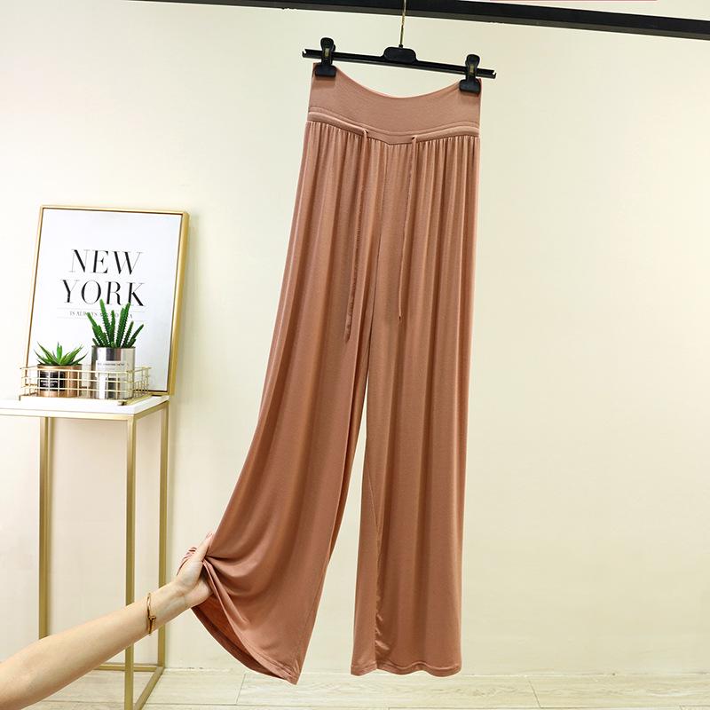 

Modal High-Waisted Wide-Leg Drawstring Pants - Plus Size, Casual, Versatile, Slimming, Spring/Summer. XL