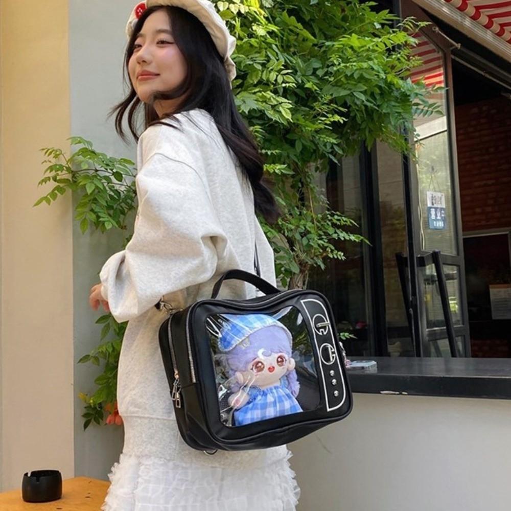 Ulzzang TV Model Backpack PU Shoulder Bag Cute Transparent Layer Ita Bag  Daily