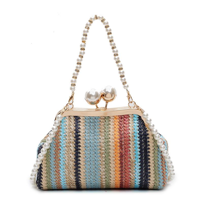 

Оптовая продажа Новый дизайн Мода Солома Жемчуг Портативная Вечерняя Сумка Личность Микс и Матч Стиль Повседневная Личность Сумка Мессенджер Женская Сумка разноцветный