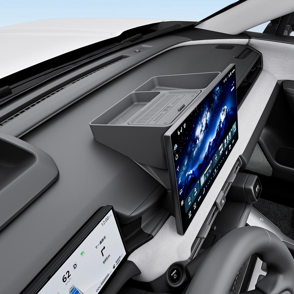 LHD Black Soft Silicone Multi-Function Storage Box For Toyota RAV4 2026-2028 Behind Central Control Screen Sundries Organizer