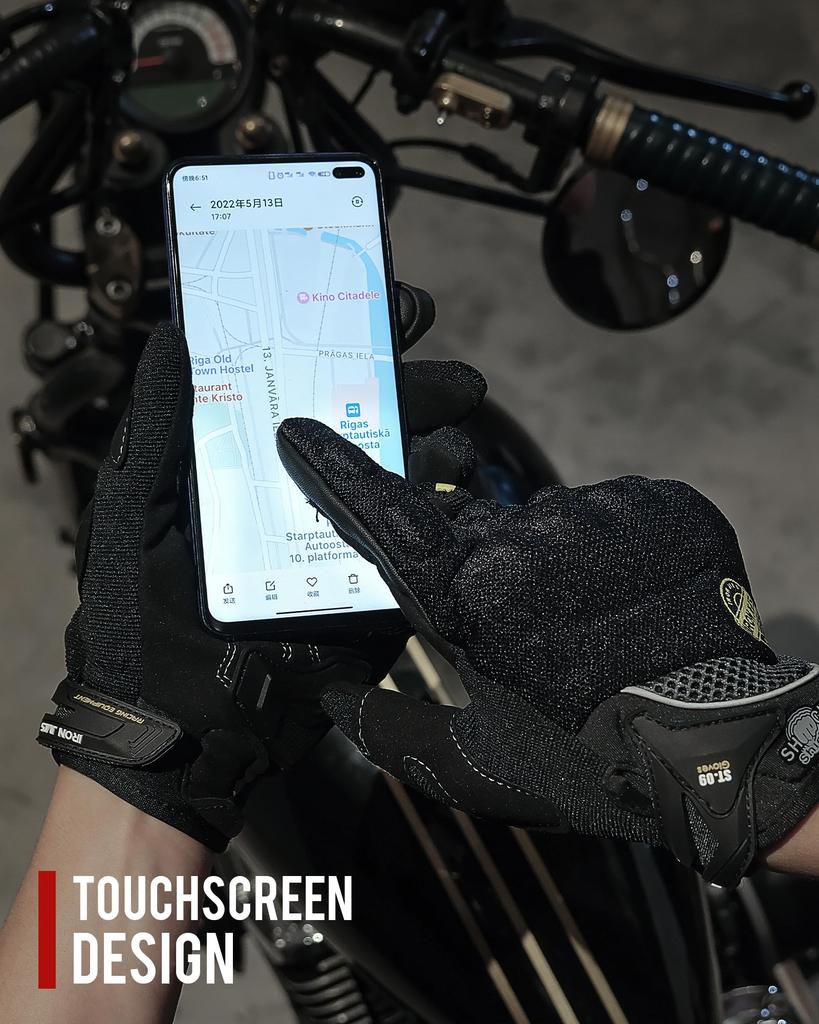 Summer Motorcycle Touchscreen Motorcycle Unisex Gloves, Mesh, Breathable, Protective, Compatible, Gloves, Racing, Off-Road, Anti-Slip, Shockproof,