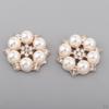 10 Pcs Alloy Rhinestone Flower Buttons Crystal Artificial Pearl Flatback
