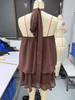 European and American New Solid Color Holiday Slim-fitting Sexy Backless Neck Waist Top Fluffy Short Skirt Dress Women