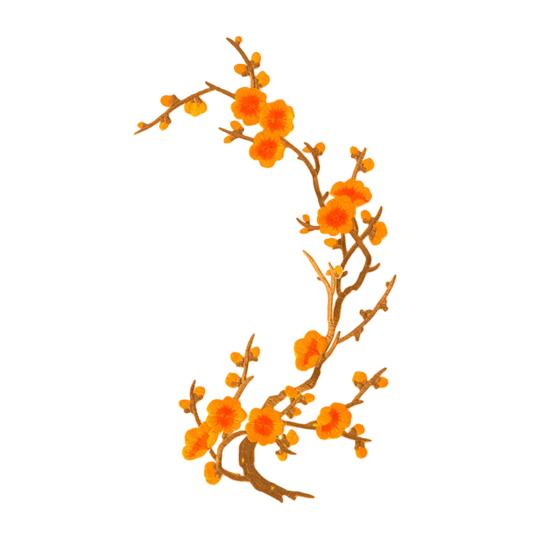 Cherry Blossom Iron Patch Iron-on Blossom Plum Applique Patch Embroidered Floral Patch for Jeans Garment Jackets Backpacks Clothes DIY Crafts
